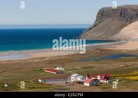Islanda Westfjords Regione Vestfirdir Breidavik sulla costa Latravik Foto Stock