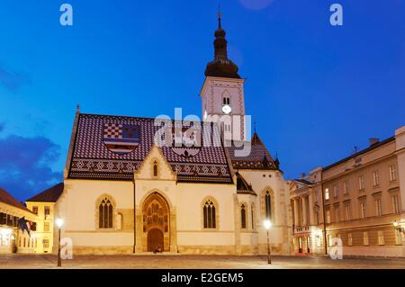 Croazia Zagabria città vecchia Gradec distretto XIII e XIV secolo San Marco Chiesa Foto Stock