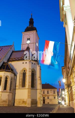 Croazia Zagabria città vecchia Gradec distretto XIII e XIV secolo San Marco Chiesa Foto Stock