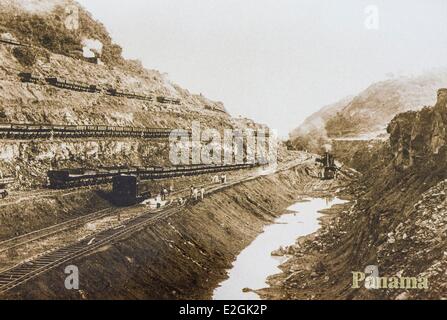 Panama Culebra tagliare una foto del sito preso Canal nel 1904 lo scavo è iniziato nel 1882 e terminato nel 1913 collegando Oceano Pacifico al Lago di Gatun Foto Stock