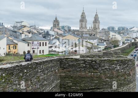 Spagna Galizia mura romane della città di Lugo elencati come patrimonio mondiale dall' UNESCO Foto Stock