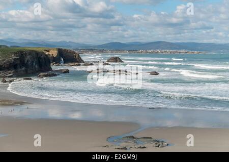 Spagna Galizia costa Cantabrica Ribadeo come Catedrais spiaggia mare Cantabrico Foto Stock