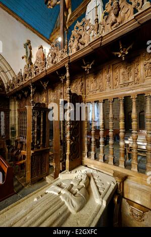 Francia Finisterre Saint Herbot tardo gotica Cappella di St Herbot coro Foto Stock