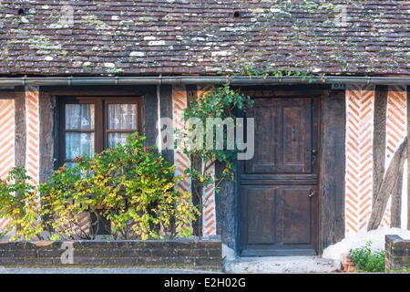 Francia Loiret regione Sologne Ligny Le Ribault tipica architettura di Sologne utilizzando mattoni e travi di legno Foto Stock