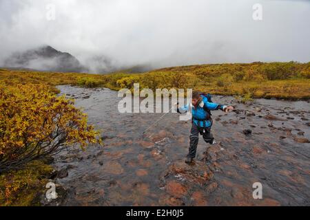 Canada Yukon provincia Dawson trekking in montagna contrassegnati per la rimozione definitiva Foto Stock