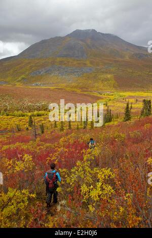 Canada Yukon provincia Dawson trekking in montagna contrassegnati per la rimozione definitiva Foto Stock