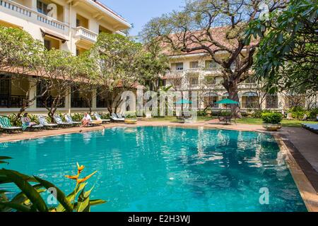 Cambogia Phnom Penh Raffles Hotel Le Royal hotel di lusso di epoca coloniale Foto Stock