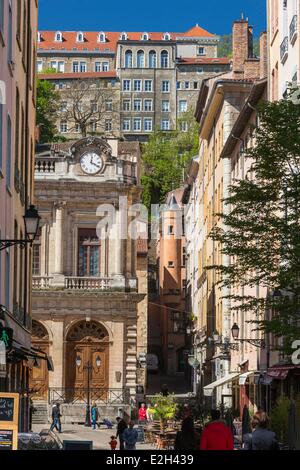 Francia Rodano Lyon sito storico elencati come patrimonio mondiale dall' UNESCO Vieux Lyon (città vecchia) Place du Change e Montee du Change Foto Stock