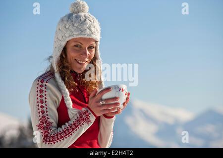 Francia Isere Chamrousse donna sport invernali Foto Stock