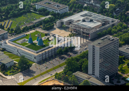 L'arte e la sala delle esposizioni della Repubblica federale di Germania, Bundeskunsthalle, vista aerea, Bonn, Renania Foto Stock