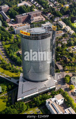 Deutsche Post World Net HQ DPAG, Post Tower, sede DHL, Post Office Tower, vista aerea, Bonn, Renania Foto Stock