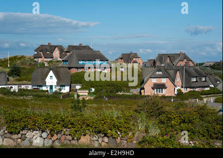 Case nelle dune, Rantum, Sylt, Frisia settentrionale, Schleswig-Holstein, Germania Foto Stock