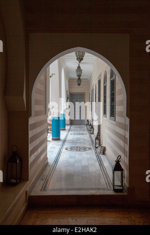 Vista interna Al Ksar Riad Anika a Marrakech, Marocco, Africa del Nord. Foto Stock