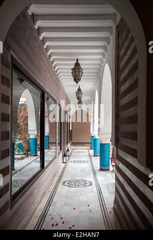 Vista interna Al Ksar Riad Anika a Marrakech, Marocco, Africa del Nord. Foto Stock