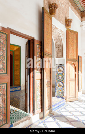 Vista interna di El Bahia Palace a Marrakech, Marocco, Africa del Nord. Foto Stock