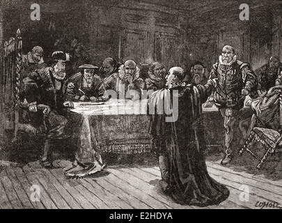 James Stuart, Earl of Arran, accusa James Douglas di complicità in omicidio di Lord Darnley. Foto Stock