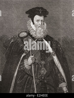 William Cecil, primo Baron Burghley, anche farro Burleigh, 1520 - 1598. Statista inglese, consulente capo della Regina Elisabetta I Foto Stock
