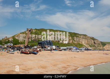 Spiaggia di Hastings, East Sussex, England, Regno Unito Foto Stock