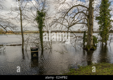 Inverno tempeste e inondazioni influiscono Arundel in West Sussex. Foto Stock