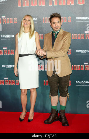 Gwyneth Paltrow e Robert Downey Jr. ad un photocall per il film Iron Man 3 in corrispondenza di dove: Monaco di Baviera, Germania Quando: 12 Apr 2013 Foto Stock