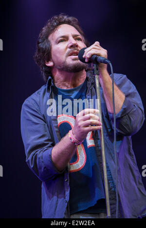 Milano Italia. Xx Giugno 2014. La American grunge rock band Pearl Jam esegue allo Stadio San Siro durante il "Fulmine Tour' Credito: Rodolfo Sassano/Alamy Live News Foto Stock