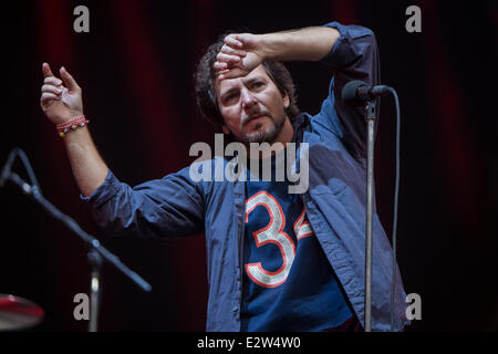 Milano Italia. Xx Giugno 2014. La American grunge rock band Pearl Jam esegue allo Stadio San Siro durante il "Fulmine Tour' Credito: Rodolfo Sassano/Alamy Live News Foto Stock