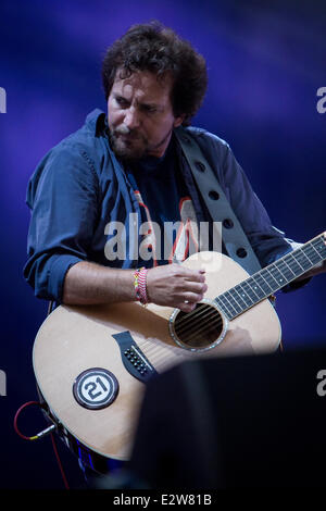 Milano Italia. Xx Giugno 2014. La American grunge rock band Pearl Jam esegue allo Stadio San Siro durante il "Fulmine Tour' Credito: Rodolfo Sassano/Alamy Live News Foto Stock