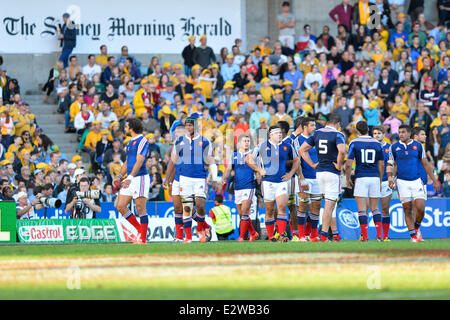 Sydney, Australia. Il 21 giugno, 2014. Castrol Edge Francia Tour. Australia contro la Francia. Il team francese in azione durante la terza prova di rugby. Il Wallaby ha battuto la Francia 39-13. Credito: Azione Sport Plus/Alamy Live News Foto Stock