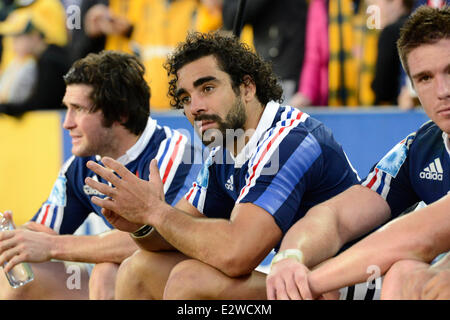 Sydney, Australia. Il 21 giugno, 2014. Castrol Edge Francia Tour. Australia contro la Francia. Uno sconsolato team francese dopo la terza prova di rugby. Il Wallaby ha battuto la Francia 39-13. Credito: Azione Sport Plus/Alamy Live News Foto Stock