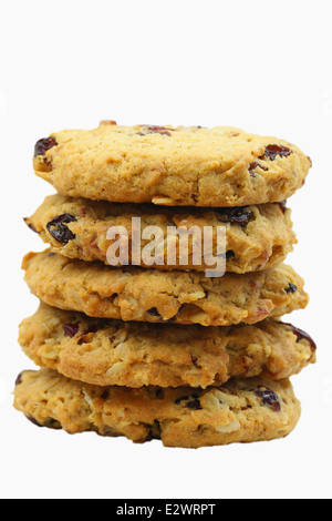 Pila di biscotti croccanti isolato su bianco Foto Stock