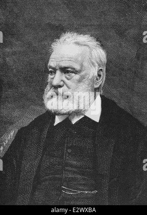 Victor Hugo (1802-1885). Lo scrittore francese, esponente del movimento romantico in Francia. Incisione. Foto Stock