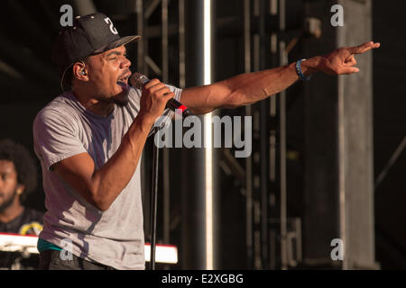 Dover, Delaware, Stati Uniti d'America. Xx Giugno, 2014. Possibilità il rapper si esibisce dal vivo al 2014 Firefly Music Festival di Dover, Delaware Credit: Daniel DeSlover/ZUMAPRESS.com/Alamy Live News Foto Stock