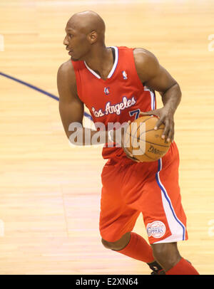 Los Angeles Clippers versetti Dallas Mavericks NBA Basketball gioco in Dallas. I non conformisti battere la Clippers in lavoro straordinario 109-102. Dotato di: Los Angeles Clippers avanti Lamar Odom dove: Dallas, Texas, Stati Uniti quando: 26 Mar 2013 Foto Stock