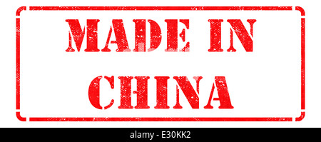 Realizzati in Cina - Red rubber stamp. Foto Stock