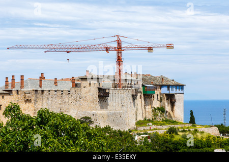 Megistis Lavras monastero medievale la costruzione di dettagli sul santo monte Athos Foto Stock