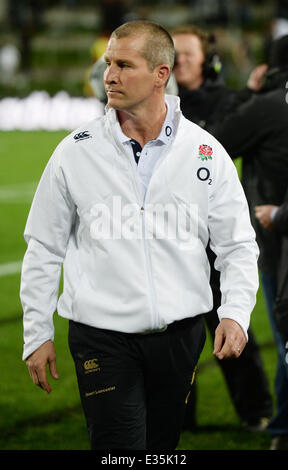 Hamilton, la Nuova Zelanda. Il 21 giugno, 2014. Stuart Lancaster. Nuova Zelanda All Blacks contro l'Inghilterra. Internazionale di Rugby Union. Terzo test match della serie Steinlager, Hamilton. La Nuova Zelanda. Sabato 21 Giugno 2014. Credito: Azione Sport Plus/Alamy Live News Foto Stock