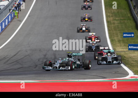 Spielberg, Austria. Il 22 giugno, 2014. NICO ROSBERG della Germania e la Mercedes AMG Petronas F1 unità del team durante il periodo della Formula 1 Austrian Grand Prix 2014 in Spielberg, Austria. Credito: James Gasperotti/ZUMAPRESS.com/Alamy Live News Foto Stock