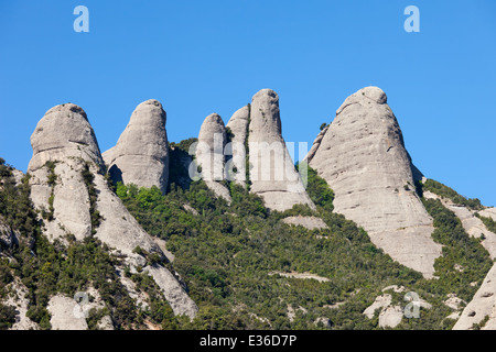 Picchi delle montagne di Montserrat in Catalogna, Spagna. Foto Stock