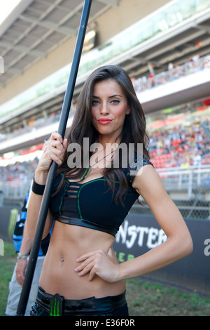 Monster Energy grid ragazza del Monster Energy Gran Premi de Catalunya Foto Stock