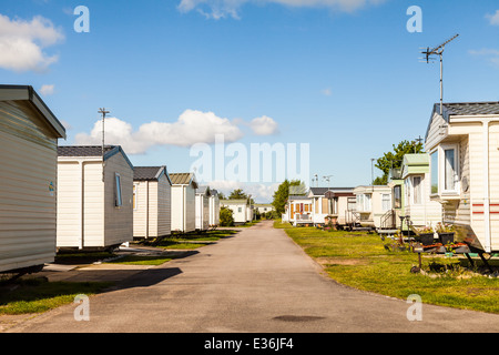 Roulotte statiche Holiday Park di Prestatyn, nel Galles del Nord, Regno Unito. Foto Stock