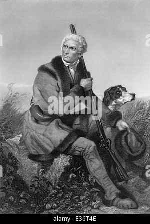Ritratto di Daniel Boone, 1734 - 1820, un americano Pioneer e cacciatore, Foto Stock