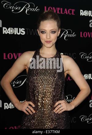 Los Angeles Premiere di 'Lovelace" presso il teatro egiziano in Hollywood - tappeto rosso con: Amanda Seyfried dove: Los Angeles, California, Stati Uniti quando: 05 Ago 2013 Foto Stock