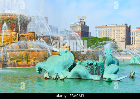 Buckingham Fountain, fontane, Grant Park, Chicago, Illinois Foto Stock