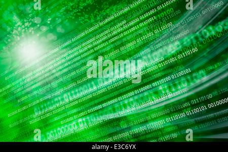 Sfondo verde codice binario zero & uno Foto Stock