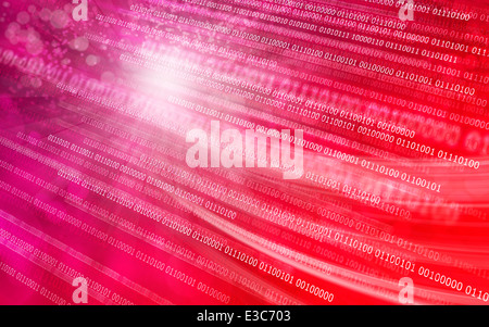 Sfondo rosso codice binario zero & uno Foto Stock