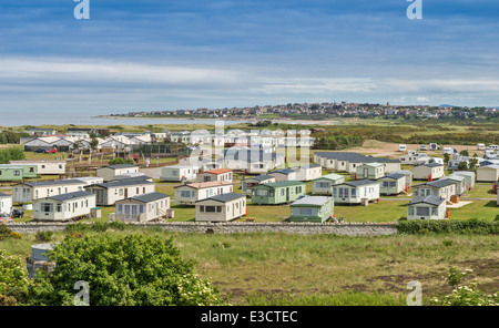 SILVER Sands Holiday Park LOSSIEMOUTH con la città nella distanza MORAY COAST Scozia Scotland Foto Stock