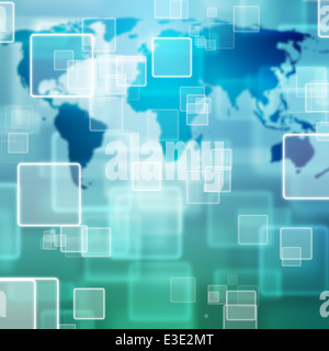 Abstract sfondo con mappa del mondo e texture quadrato Foto Stock