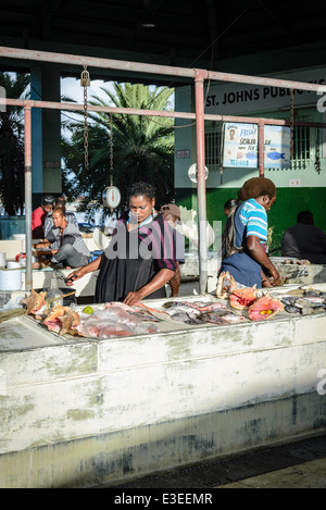 St. Johns pubblico Mercato del Pesce, St. John's, Antigua Foto Stock