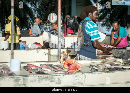 St. Johns pubblico Mercato del Pesce, St. John's, Antigua Foto Stock