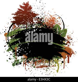 Nero, marrone e verde, Autumn Fall grunge design telaio Illustrazione Vettoriale